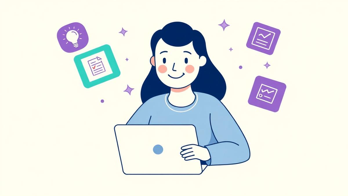 Friendly illustration of a beginner learning to use AI tools